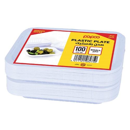 بابكو طبق بلاستيك مستطيل صغير 100حبة