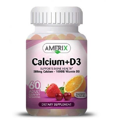 اميريكس كالسيوم 500مجم وفيتامين د3 1000IU مكمل غذائي للبالغين 60حلاو