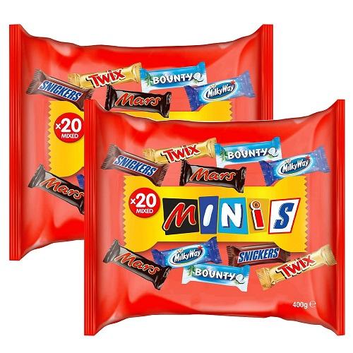تشكيلة شوكولاتة ميني 20قطعة 400جم 2حبة