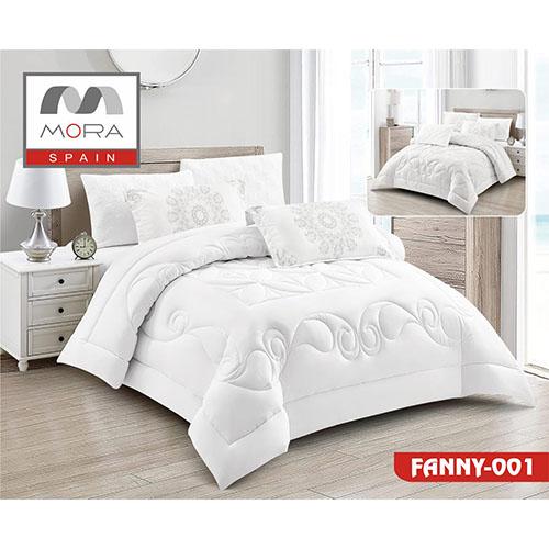 مورا فانى طقم لحاف مجوز كينج 240x260سم 6قطع ابيض موديل رقم.J-1002
