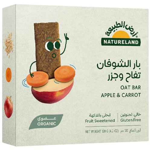 ارض الطبيعة بار الشوفان تفاح وجزر عضوي محلي بالفاكهة خالي من الجلوتين 20جم 6حبة