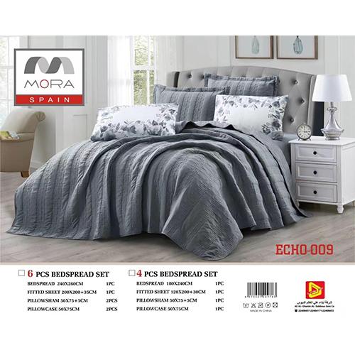 مفرش مورا بيد سبريد ايكو كينج 240×260 6قطع رمادى موديل رقم.J-1013