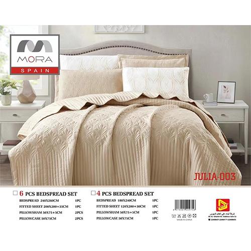 مفرش مورا بيد سبريد جوليا كينج 180×240 4قطع بيج موديل رقم.J-1012