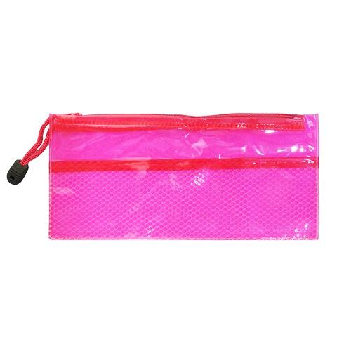 مقلمة بلاستيك شفافة لون وردي 