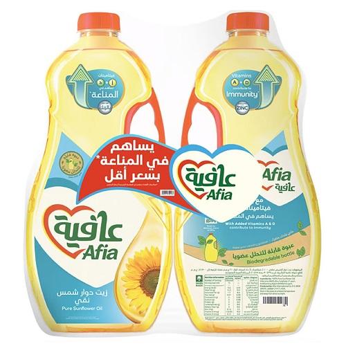عافية زيت دوار الشمس صافي 1.5لتر 2حبة