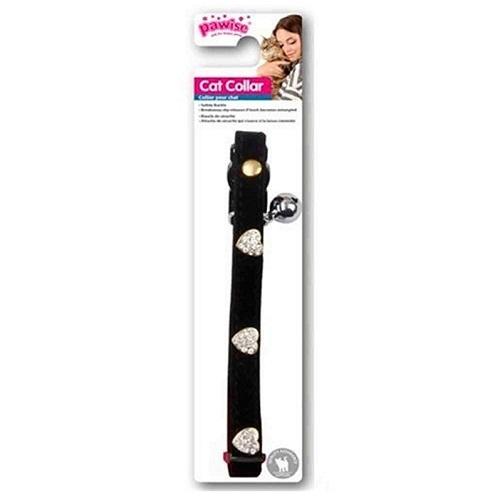 باويز طوق للقطط مع قلوب كريستال اسود