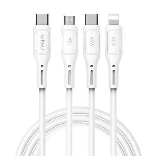 ويوو ستارلينك كابل Type C الى Type C ولايتنينج ومايكرو USB ابيض