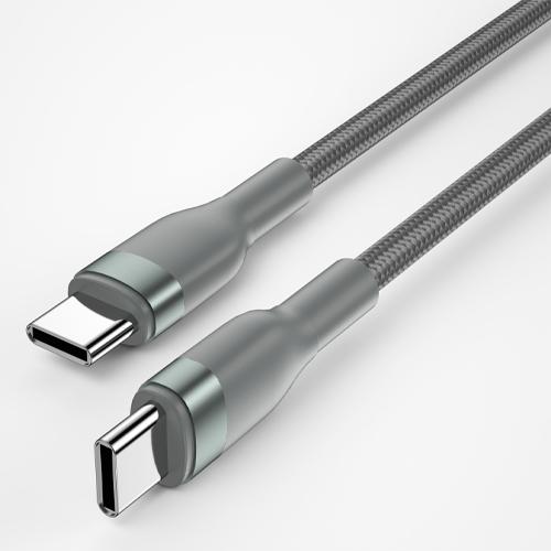 ويوو كومبو مجموعة كابل بيانات Type C الي Type C للشحن السريع100واط 20سم 150سم 200سم 3قطع رمادي