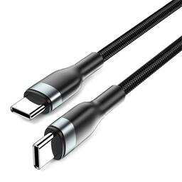 ويوو كومبو مجموعة كابل بيانات Type C الي Type C للشحن السريع100واط 20سم 150سم 200سم 3قطع اسود