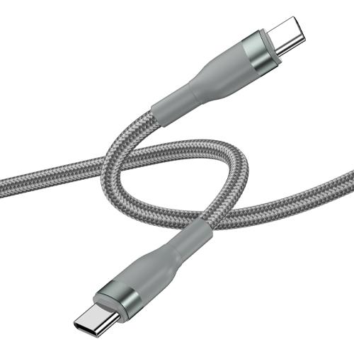 ويوو كومبو مجموعة كابل بيانات Type C الي Type C للشحن السريع100واط 20سم 150سم 200سم 3قطع رمادي
