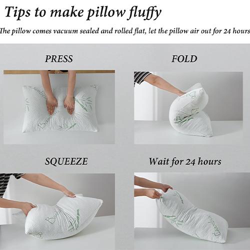 بامبو وسادة سرير لتقويم العظام مع غطاء قابل للغسل والازالة مريحة كوين 2وسادة