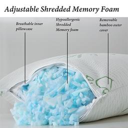 بامبو وسادة سرير لتقويم العظام مع غطاء قابل للغسل والازالة مريحة كوين 2وسادة