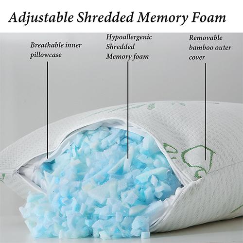 بامبو وسادة سرير لتقويم العظام مع غطاء قابل للغسل والازالة مريحة كوين 2وسادة