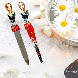 مجموعة اكسسوارات تجميل باللونين الاحمر والاسود