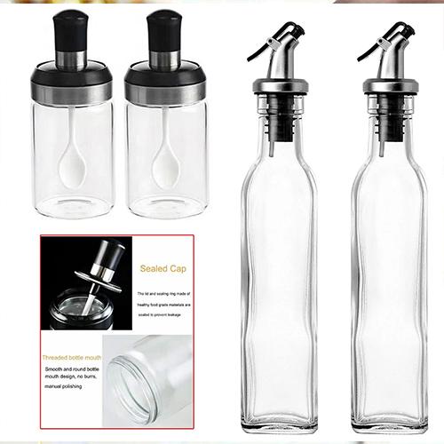 مجموعة زجاجات تخزين الزيت والخل 4قطع موديل رقم.k2030