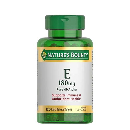 ناتشرز باونتي 180مجم فيتامين اي مكمل غذائي يدعم صحة المناعة ومضادات الاكسدة 120كبسولة هلامية