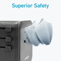 انكر نانو محول السفر 4في1 2منفذ Type Cومنفذ USB ومنفذ تيار متردد 65واط اسود موديل رقم.A9213K11