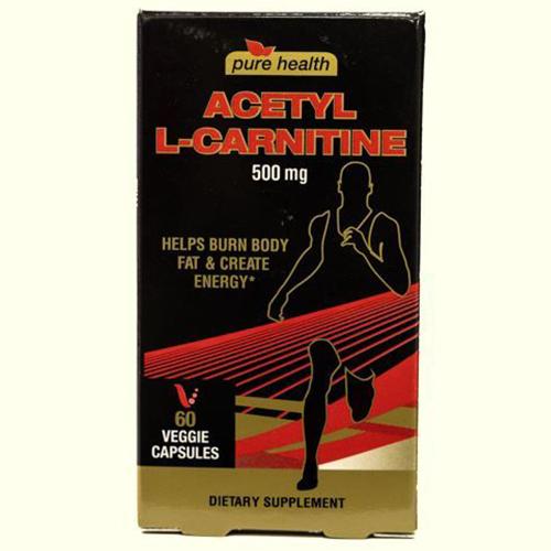 بيور هيلث اسيتيل ال كارنيتين 500مجم مكمل غذائي يساعد في حرق الدهون وتوليد الطاقة 60كبسولة