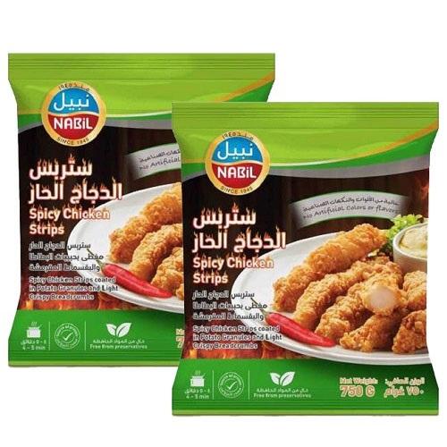 نبيل ستربس الدجاج الحار 750جم 2حبة