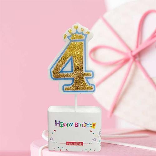شمعة تاج عيد ميلاد سعيد رقم 4 زرقاء للاولاد