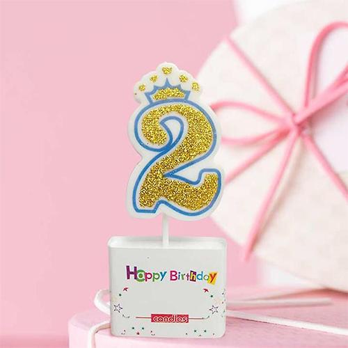 شمعة تاج عيد ميلاد سعيد رقم 2 زرقاء للاولاد