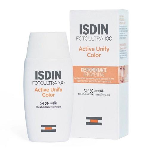 ايسدين واقي الشمس فوتو الترا 100 اكتيف يونيفاي كلر يوحد لون البشرة ويقلل التصبغات عامل حماية من الشمس +50 حماية عالية جدا 50مل