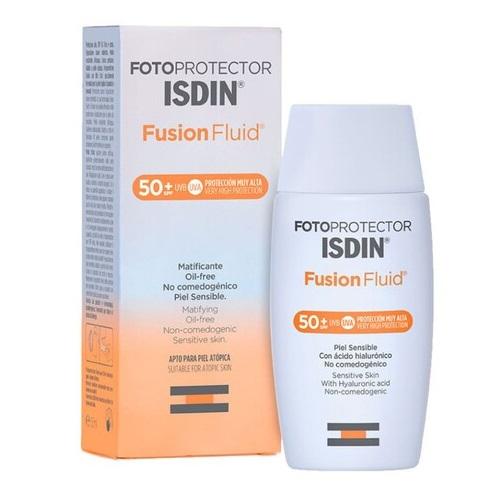 ايسدين فوتوبروتكتور فيوجن فلويد واقي الشمس بمعامل حمايه 50+ حماية عالية جدا خال من الزيوت تاثير مطفي لا يسبب انسداد المسام يحتوي على حمض الهيالورونيك مناسب للبشرة الحساسة والاتوبية 50مل