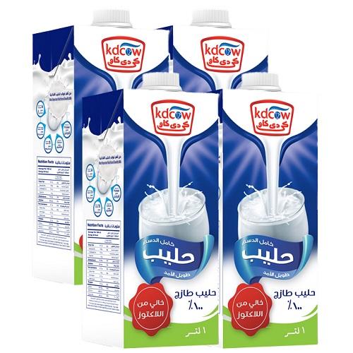 كي دي كاو حليب كامل الدسم طويل الامد خالي من اللاكتوز 1لتر 4حبة