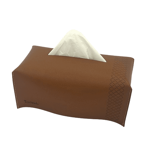 علبة مناديل مستطيلة عسلي