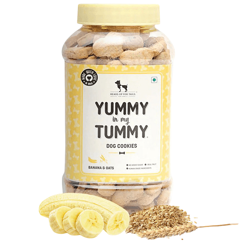 هيدز اب فور تيلز بسكويت نباتي للكلاب بالموز والشوفان 320جم