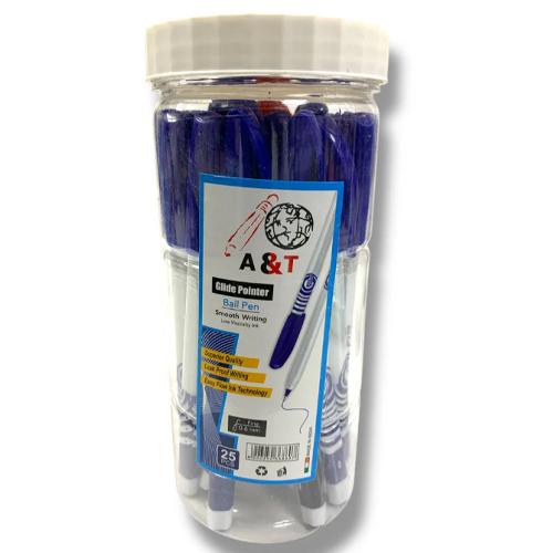 اي اند تي علبة اقلام حبر جلايد بوينتر 25 قلم