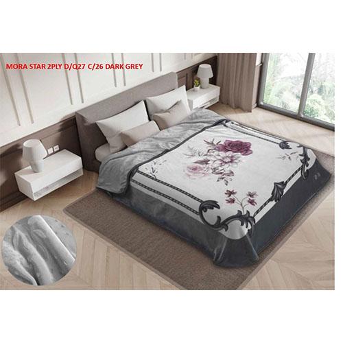 مورا ستار بطانية منقوشة نفرين كينج 220x240سم طبقتان رمادي غامق موديل رقم.J-1108