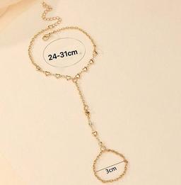 سوار قدم شكل قلب ذهبي