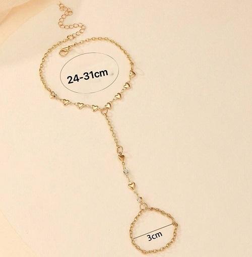 سوار قدم شكل قلب ذهبي