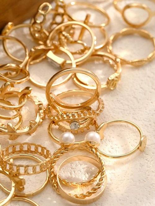 طقم خواتم متعددة الاجزاء قابلة للتكديس بتصميم عتيق 21حبة