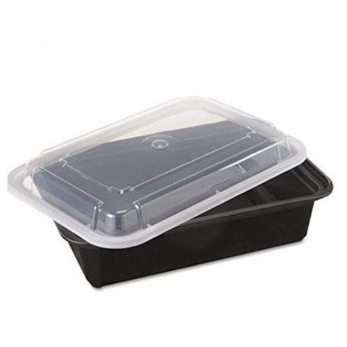 صحون بلاستيك مع غطاء شفاف طقم مستطيل رقم16 عدد 10قطعة