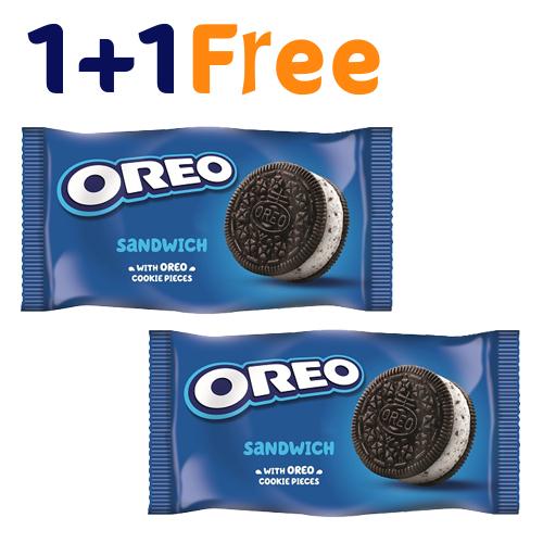 اوريو آيس كريم ساندويتش مع قطع الكوكيز 110مل 1+1مجاناً