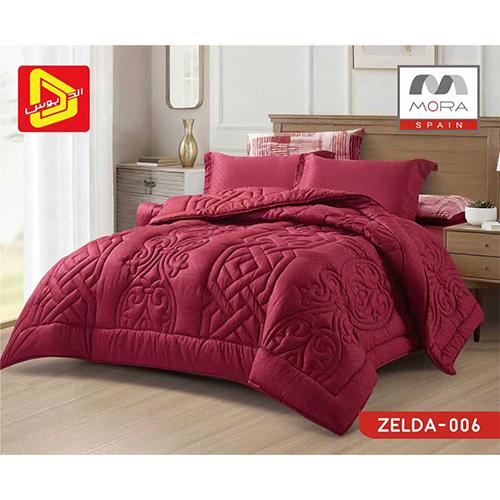 مورا زيلدا رقم.006 طقم لحاف نفرين 240x260سم 6قطع عنابي موديل رقم.J-1133